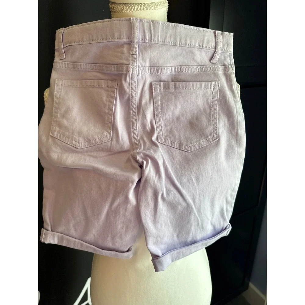 The Childrens Place Girls Purple Chino Shorts Size 10 Lavender Cuffed NWT